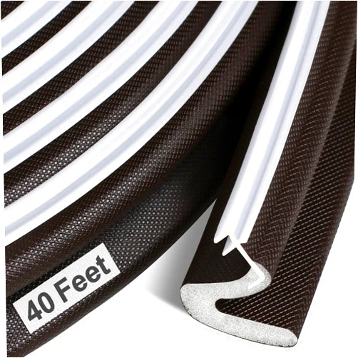 Litaibai 40 Feet Door Weather Stripping, Kerf Weather Stripping for Doors with Groove, Kerf Door Seal for Large Gap and Easy Installation(40, Brown)