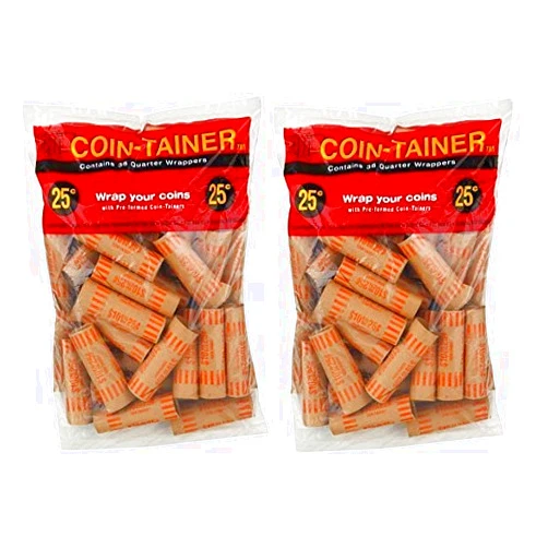 ATB 72 Pcs Preformed Quarter Tubes Paper Coin Wrapper Shotgun Roll