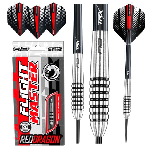 RED DRAGON Precision Ringed Grip Darts 21g, 23g, 25g, 27g, 28g, 29g - Tungsten Darts Set with Flights and Stems