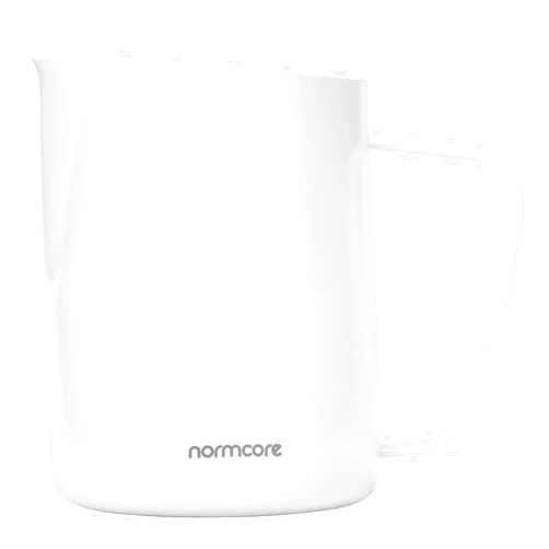 Normcore Milk Pitcher with Round Spout - Espresso Steaming Pitcher - Milk Frothing Jug - Cappuccino Latte Art Barista Cup - Non-stick coating White - 20.3 oz (600 ml)