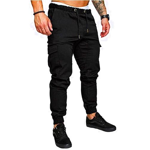 JMIERR Mens Fashion Cargo Pants - Casual Cotton Tapered Stretch Twill Drawstring Athletic Joggers Sweatpants with 6 Pockets
