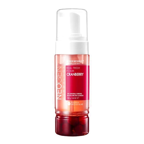 DERMALOGY by NEOGENLAB Real Fresh Foam Cleanser, Cranberry 5.6 Fl Oz (160g) - Revitalizing & Hydrating Gentle Cleansing Foam with Real Cranberries, Clean Beauty - Korean Skin Care