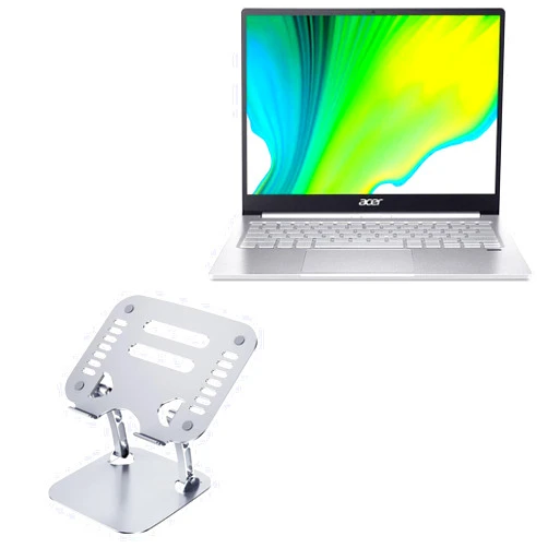 BoxWave Stand and Mount Compatible with Acer Swift 3 (SF313-52) - Executive VersaView Laptop Stand, Ergonomic Adjustable Metallic Laptop Stand - Metallic Silver