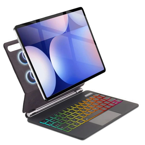Wineecy Touchpad Magic Keyboard Case for Samsung Galaxy Tab S10+ Plus/S9+ Plus/S9 FE+ Plus/S8+ Plus/S7+ Plus/S7 FE 12.4 Inch,Rainbow Backlit Magic Floating Cantilever Stand Magnetic Keyboard Cover