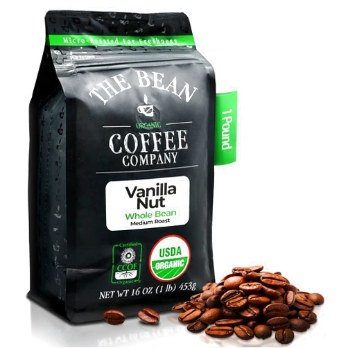The Bean Coffee Company The Bean Organic Coffee Company Vanilla Nut, Medium Roast, Whole Bean Coffee, 16-Ounce Bag