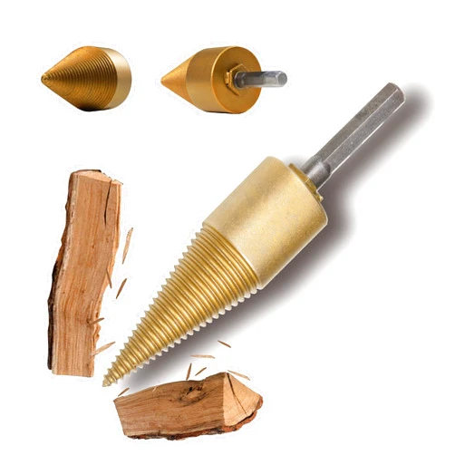 Jerax tools 32mm Wood Splitting bit, Cone Firewood Splitter with Hex Shank for Family Outdoor Camping, Stove, Farm (32mm)…