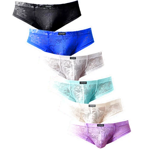IKINGSKY Men's Cheeky Boxer Briefs Sexy Thong Underwear Breathable Lace Mens Panties