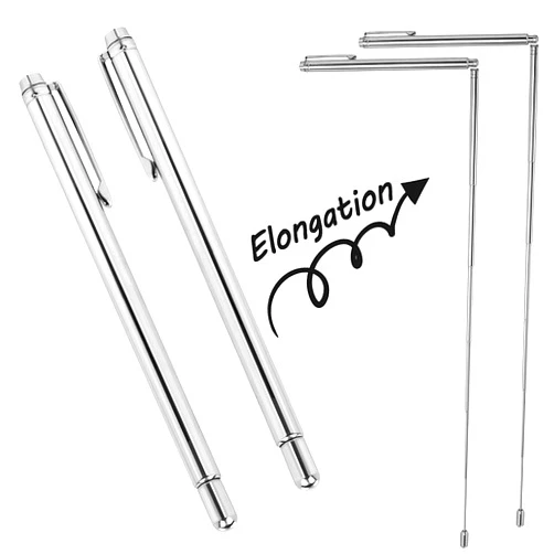 OIIKI 2PCS Dowsing Rods, Retractable divining rods, Portable Pen Shape L Rods, for Ghost Hunting Tools, Divining Water, Treasure, Buried Items etc(Silver)