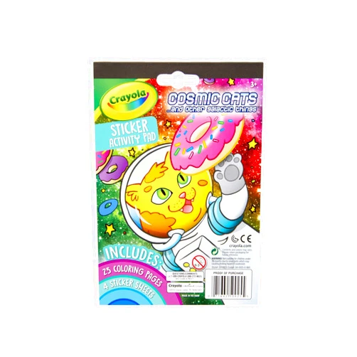 Crayola Sticker Activity & Coloring Pad, Cosmic Cats, 25 Cat Coloring Pages & 4 Sticker Sheets, Gift for Kids