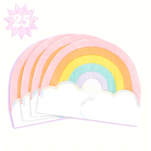 xo, Fetti Rainbow Napkins - 3-ply, 25 pcs | Happy Pastel Birthday Party Decorations, Cute Bachelorette Party, Cool Cake Plates, Unicorn Bday, Baby Shower