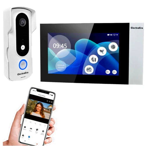 ElectraEra Video Intercom System, 7 Inches Touch Screen Video Doorbell with Monitor, Video Camera Kits Support Unlock, Monitoring, Dual-Way Intercom for Villa Office Apartment (APP with WiFi)