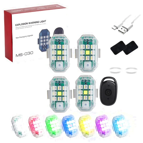 Evtbtju Pursuit Underglow X, Pvrsvit Car Lights,Wireless Underglow Lights,Strobe Lights with Remote Anti Collision LED Emergency Lights USB High Brightness Flashing Night Signal Taillight (4Pcs)