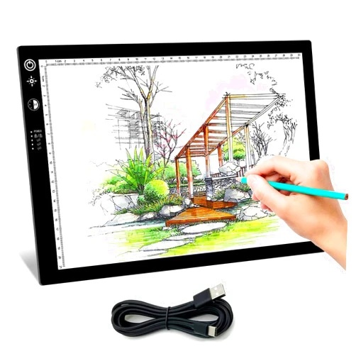 tiktecklab A4 LED Copy Board tracing Light Box,Ultra-Thin with 3 Model Brightness Adjustable and Timing, Locked Function for Artists Drawing Sketching Animation Stencilling and 5d Diamond Painting