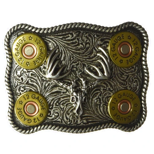 Nocona Boots Nocona Men's Scalloped Western Buckle with Buck Skull and Shells
