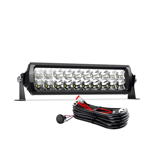 4WDKING LED Light Bar 10 inch Dual Row Light Bar with DT Connector Wiring Harness Kit 100W Flood and Spot Combo Beam Work Light for Truck Cars ATV UTV Boat