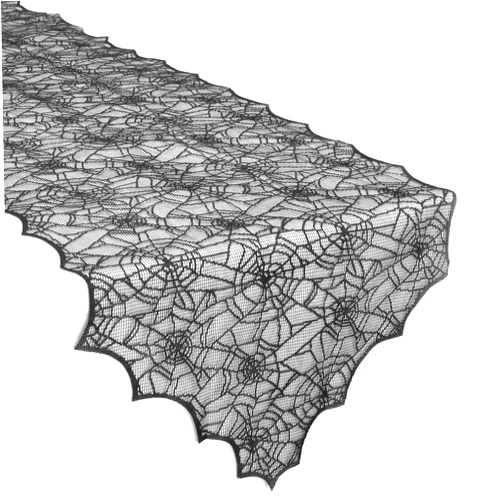 UnslQonds Black Lace Spider Web Table Runner, 18 x 72 Inch - Halloween Decor