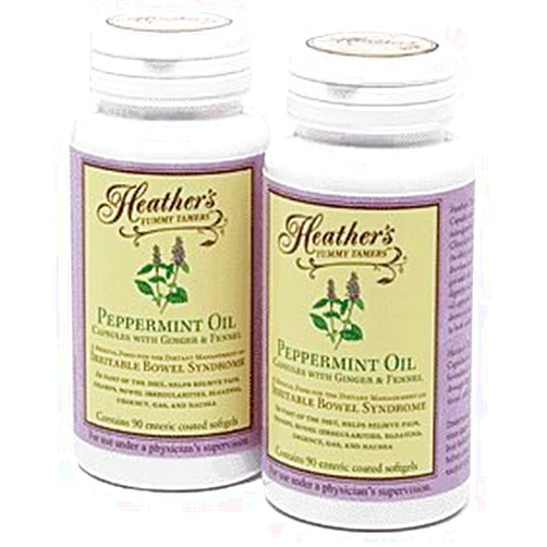 Heather's Tummy Care Heather's Tummy Tamers - Peppermint Oil Capsules with Ginger and Fennel for Irritable Bowel Syndrome ~ 90 softgels (Pack of 2)