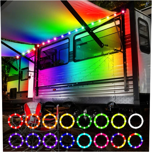 Waybelive LED RV Lights, 16.4Ft Remote Control RV Awning Lights, DC 12V LED Strip Light, 16 Color Change by yourself, Waterproof RV Exterior Light, Super Bright to Display at Night