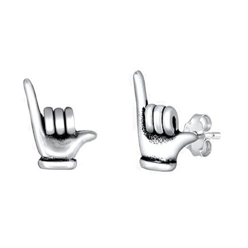 CloseoutWarehouse Sterling Silver Tiny Hawaiian Shaka Stud Earrings