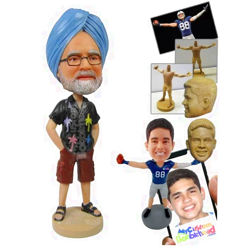 MyCustomBobblehead.com Custom Bobblehead Stylish Male with Turban and Glasses Getting Ready for Vacation - Leisure & Casual