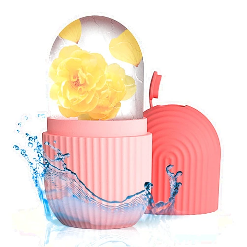 Aquuaera Ice Roller for Face and Eye，Ice Cube Roller Massager for Skin Women Care Tools, Naturally Conditioning De-Puff Eye Bags, Reduce Migraine Pain， Reusable Massage Silicone Ice Mold （Pink）