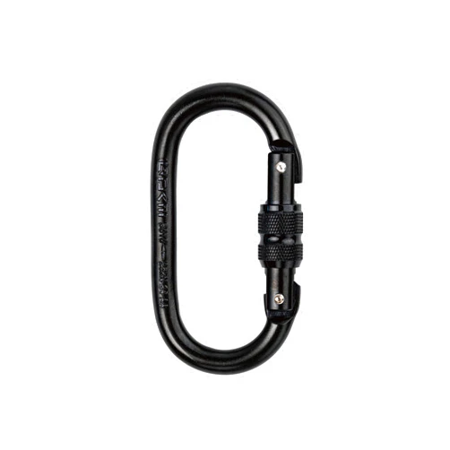GDK2 Defender CE Certified 25kN Screwgate Locking Carabiner in Size 4.21 x 2.24 inch, Heavy-Duty Carabiners for Climbing, Rappelling, and Mountaineering, Carbon Steel, Midnight Black, 1 Pack