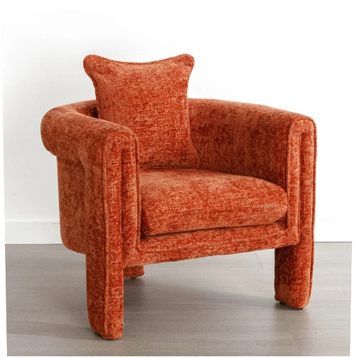 EMKK Mid-Century Accent Chair,Modern Linen Fabric Armchair for Living Room,Comfy Upholstered Reading AccentChairs for Bedroom,Single Sofa with Wood Legs