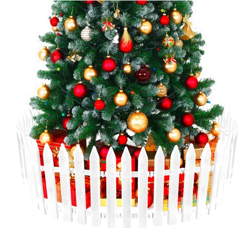 MCEAST 24 Pieces Christmas Tree Fences White Picket Fence Border 4.6 x 12 Inches Mini Plastic Decorative Fences Christmas Tree Barrier for Dogs Kids Home Wedding Fairy Garden Party