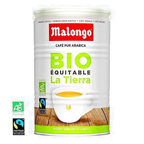 Malongo La Tierra Coffee 8.8oz Can. Organic, Fairtrade, Medium Roast Arabica Coffee, 8.8 Ounce (Pack of 1)