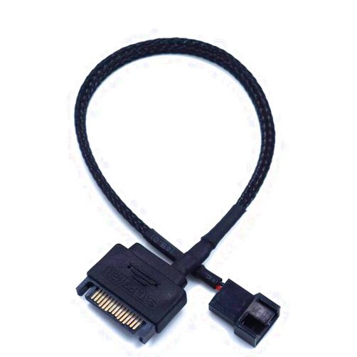 OPSFALCON 2 Pack SATA to 3 Pin / 4 Pin PMW 12V PC Case Fan Power Adapter Cable, 3-Pin or 4-Pin (PWM Connector) to 15 Pin SATA Computer Cooler Cooling Fan Power Cable