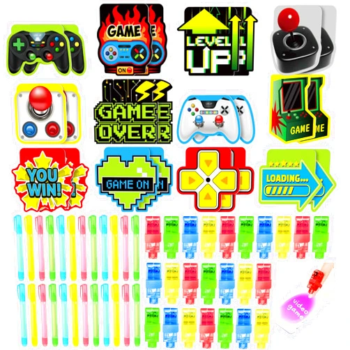 Qilery 24 Set Video Game Party Favors Gamer Party Favors Include Invisible Ink Pen and Notebook with Finger UV Light Gaming Goodie Bag Stuffers for Game on Birthday Party Favor Prizes Supplies