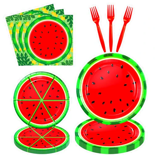 LKITMIUT 160 Packs Watermelon Party Supplies One In A Melon Party Decorations Watermelon Birthday Party Supplies Watermelon Theme Decor Summer Fruit Tableware Set - Watermelon Plates, Napkins, Forks Serves 40