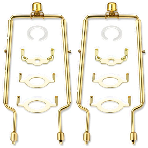 Kaowuzz 2Pack 7 8 9 10 inch Lamp Shade Holder, Adjustable Lamp Harp Kit, Standard Saddle Fit Both Standard Lamp Rod and E14 E26 E27 Light UNO Fitter Adapter Lampshade Bracket Accessories