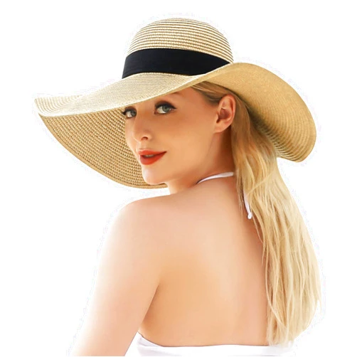 Trifabricy Beach Hat for Women, Wide Brim Sun Straw Hat for Women, Sun Hat Womens UPF 50+ UV Protection, Floppy Foldable Summer Hat