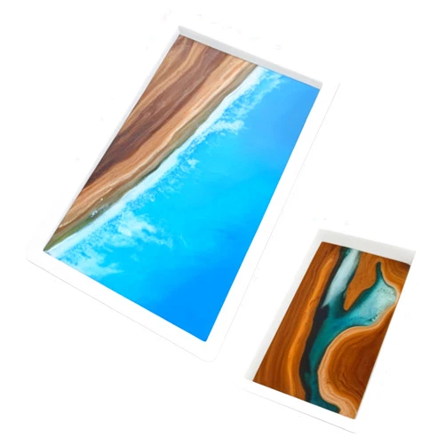 ModWgGuo 2Pcs Extra Large Reusable Epoxy Resin Table Mold15.7x9.8x3 inch 11.4x7.5x2 inch Rectangles Epoxy Resin Molds for River Table, Coffee Side Table, Cutting Board, Charcuterie Board, Art Panel