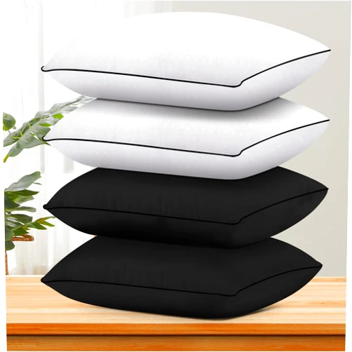 HIMOON Bed Pillows for Sleeping 4 Pack,Cooling Pillows Standard Size Set of 4,Top-end Microfiber Cover for Side Stomach Back Sleepers(2 Color 4 Pack)