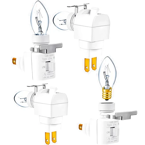Fabbay 4 Sets Plug in Night Light 120V Night Lights Plug into Wall Includes 7W E12 Bulb and Metal Clips Nightlight Plugin, White