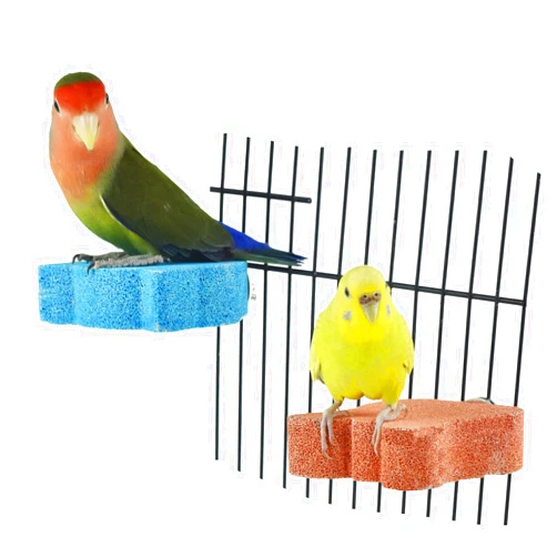 GUANLANT 2 Pcs Bird Cage Grinding Platform Stand Parrot Calcium Perch Small Animals Beak Stone Foot Claws Trimmer Parakeets Natural Chewing Toys for Small Medium Birds Budgies Conures Cockatiels Rats