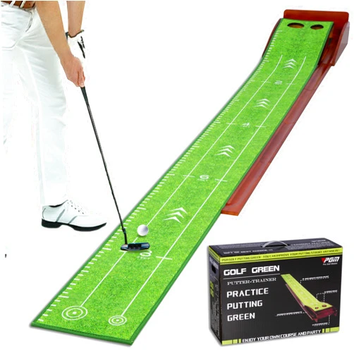 PGM Golf Putting Mat with Auto Ball Return - Indoor & Outdoor Crystal Velvet Putting Green - Distance Display for Precision - Portable, Foldable Golf Mats for Home, Office, and Backyard Practice