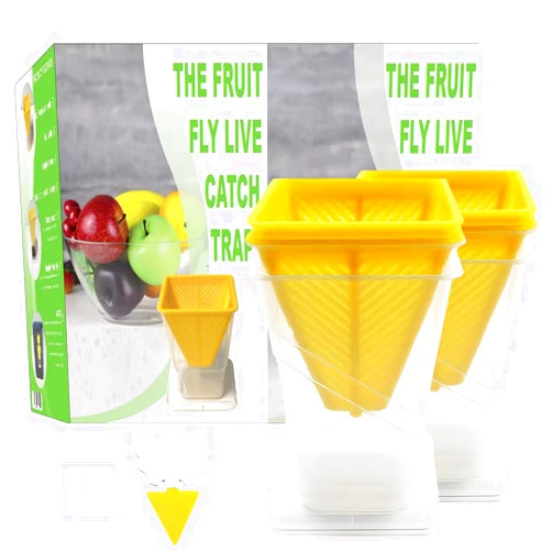 Voltup Fruit Fly Trap for Indoors Reusable with Sticky Pads Non-Toxic Funnel Fruit Fly Catcher Safe for Pets in House and Kitchen Easy to Use and Controls Fruit Flies with Natural Lure 4PCs