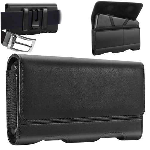 Mopaclle Cell Phone Holster iPhone 15 15 Pro 14 14 Pro 13 Pro 13 12 Pro 12, Galaxy S24 S23 S22 S21 S20 S8 S9 Leather Holder Case Phone Belt Clip Holder Pouch Cover (Fits w/Phone Commuter Case on)