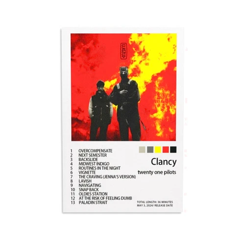 qgsun Twenty One Clancy Pilots Poster Canvas Wall Art Living Room Posters for Bedroom Home Decorative 08x12inch(20x30cm), Unframe-style