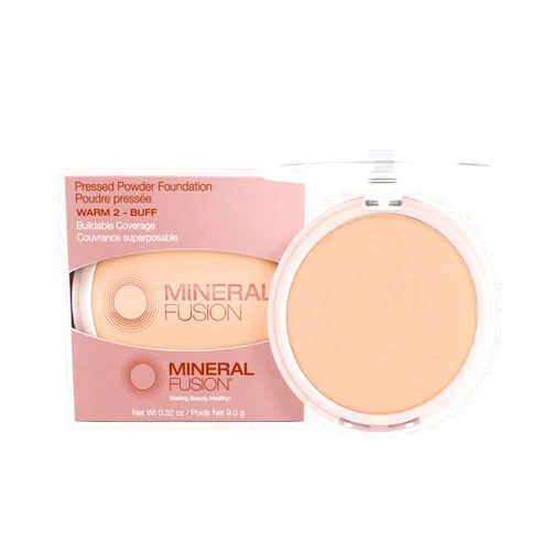 Mineral Fusion Pressed Powder Foundation, Warm 2 - Med Skin w/Yellowish Undertones, Age Defying Foundation Makeup with Matte Finish, Talc Free Face Powder, Hypoallergenic, Cruelty-Free, 0.32 Oz