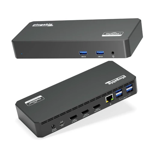 Plugable USB C Triple Display Docking Station with Laptop Charging, for Thunderbolt, USB4, or USB C Systems, Compatible with Windows, macOS, ChromeOS laptops (3X HDMI, 6X USB 5Gbps Ports, 60W USB PD)