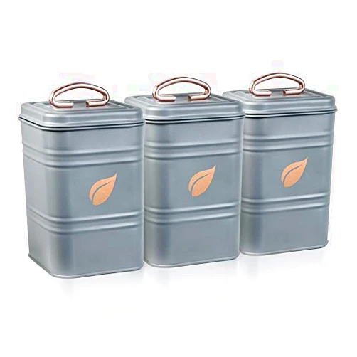 SAF-CARE PLUS Saf-Care Design Canister Kitchen Cabinet Food Storage Containers, Pack of 3 Silver