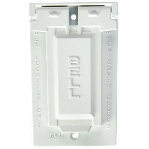 BELL Hubbell-Raco 5103-1 1-Hole Weatherproof Device Cover, 4-9/16 in L X 2-13/16 in W X 0.797 in T, White