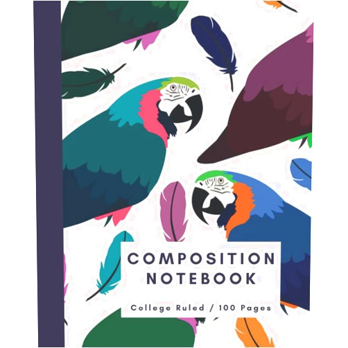Victoria Ogundele Composition Notebook: Beautiful Macaw Parrot Notebook with a gorgeously designed matte cover for bird lovers |Blank College Ruled workbook | 7.5