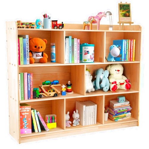 ZBPRESS 8-Compartment Solid Wood Storage Cabinet, Classroom Bookshelf, Classroom Cubbies, 3-Tier Open Wooden Bookshelf for Kids, Kids Toy Storage Organizer