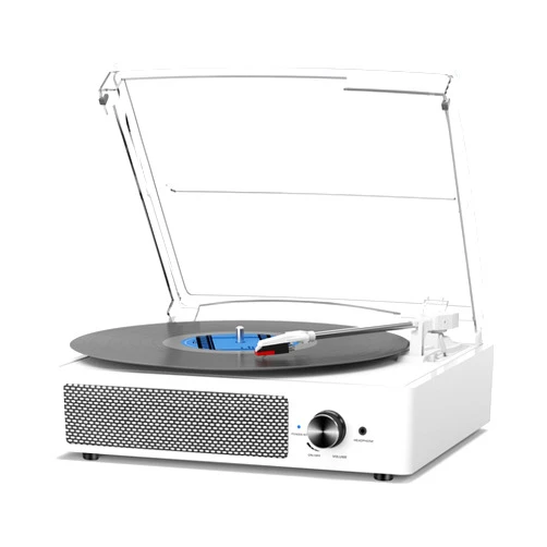 Cotsoco Vinyl Record Player with 2 Stereo Speakers Belt-Driven Vintage Turntables 3 Speed 3 Size Wireless Bluetooth Playback AUX-in RCA Out Headphone LP Vinyl Players Auto Stop Fashion White