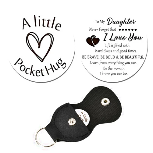 ShiQiao Spl Daughter Birthday Gift from Mom Dad, To My Daughter Inspirational Gifts, I Love You Daughters Pocket Hug Keychain Presents for Daughter in law Christmas Graduation Wedding Gift for Women Girls